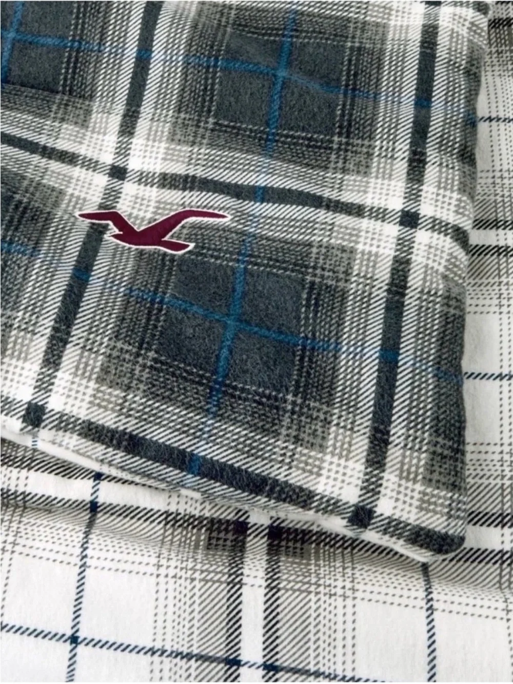 Hollister Target FULL/QUEEN Reversible Comforter & Sham Set Navy Gray Plaid NEW
